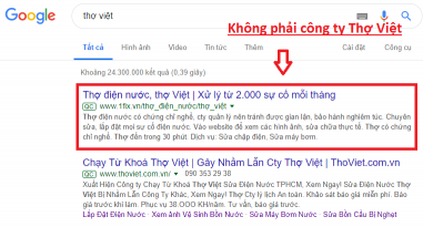 Chạy từ khóa thợ việt mạo danh công ty