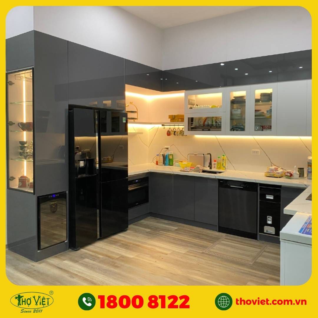 Lắp đèn led trong tủ bếp