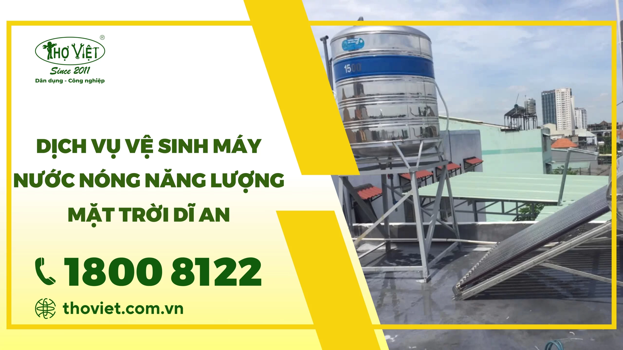 Dịch vụ vệ sinh máy nước nóng năng lượng mặt trời Dĩ An