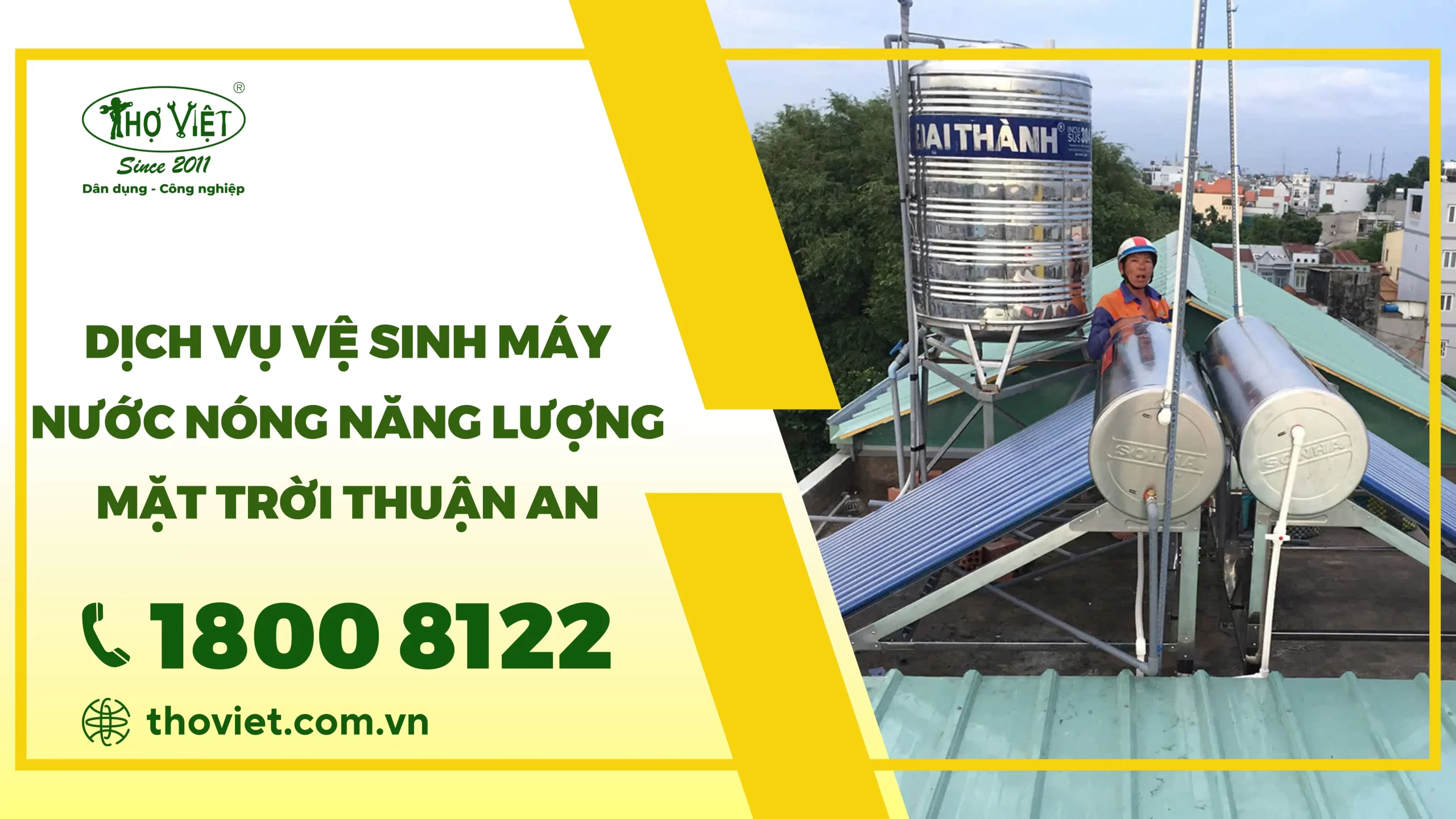 Dịch vụ vệ sinh máy nước nóng năng lượng mặt trời Thuận An