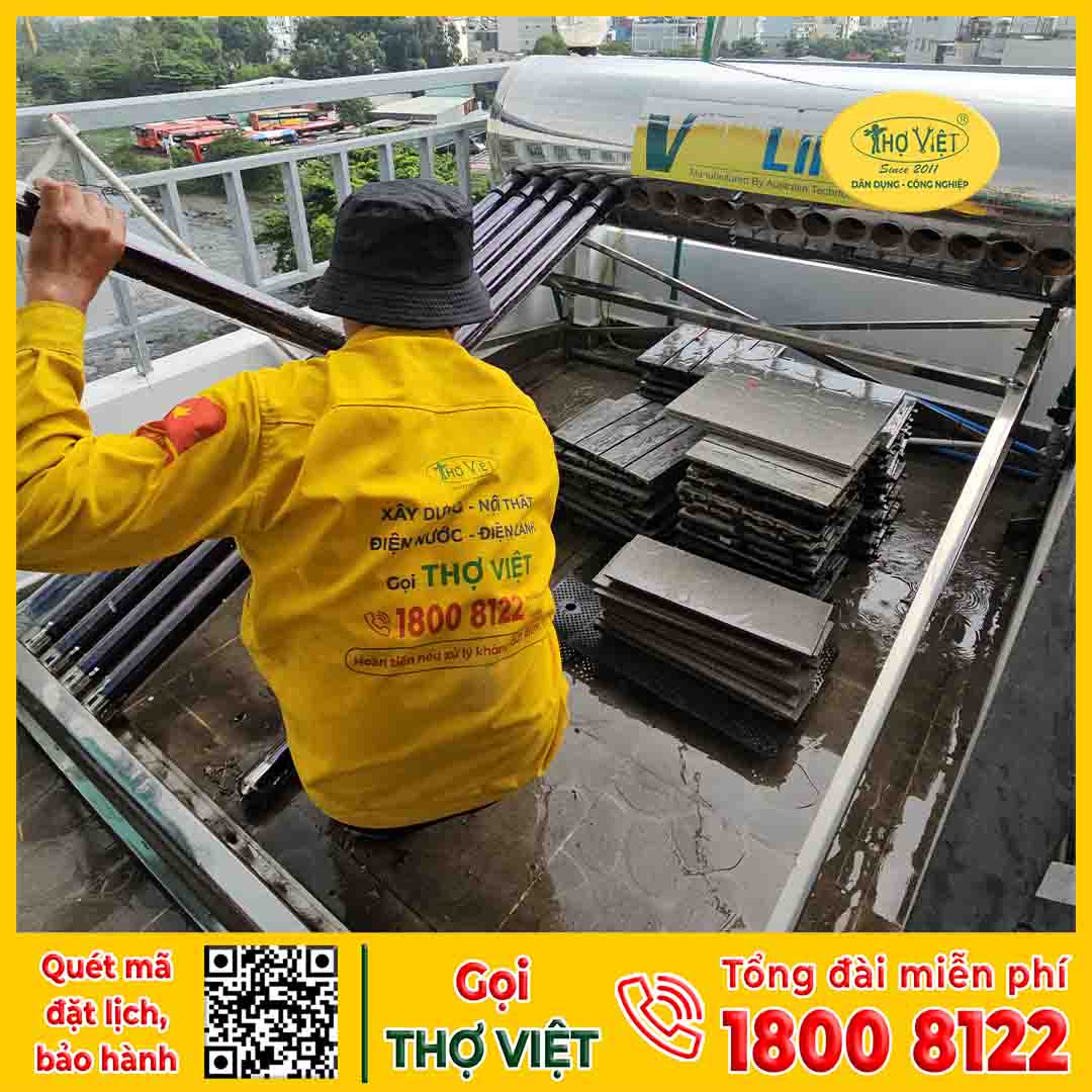 Trình tự thực hiện các bước vệ sinh máy nước nóng năng lượng mặt trời Thủ Dầu Một - Thợ Việt