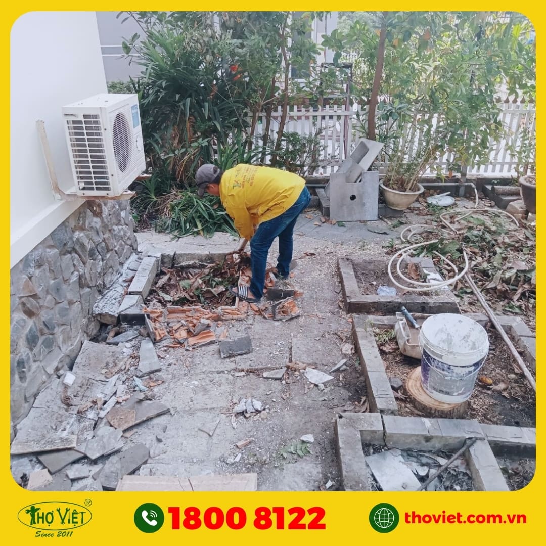 Các bước thi công tiểu cảnh sân vườn​ tại quận 2 của Thợ Việt