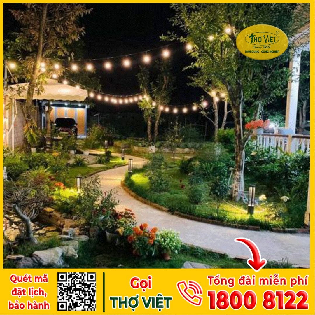Thi công đèn LED quấn cây