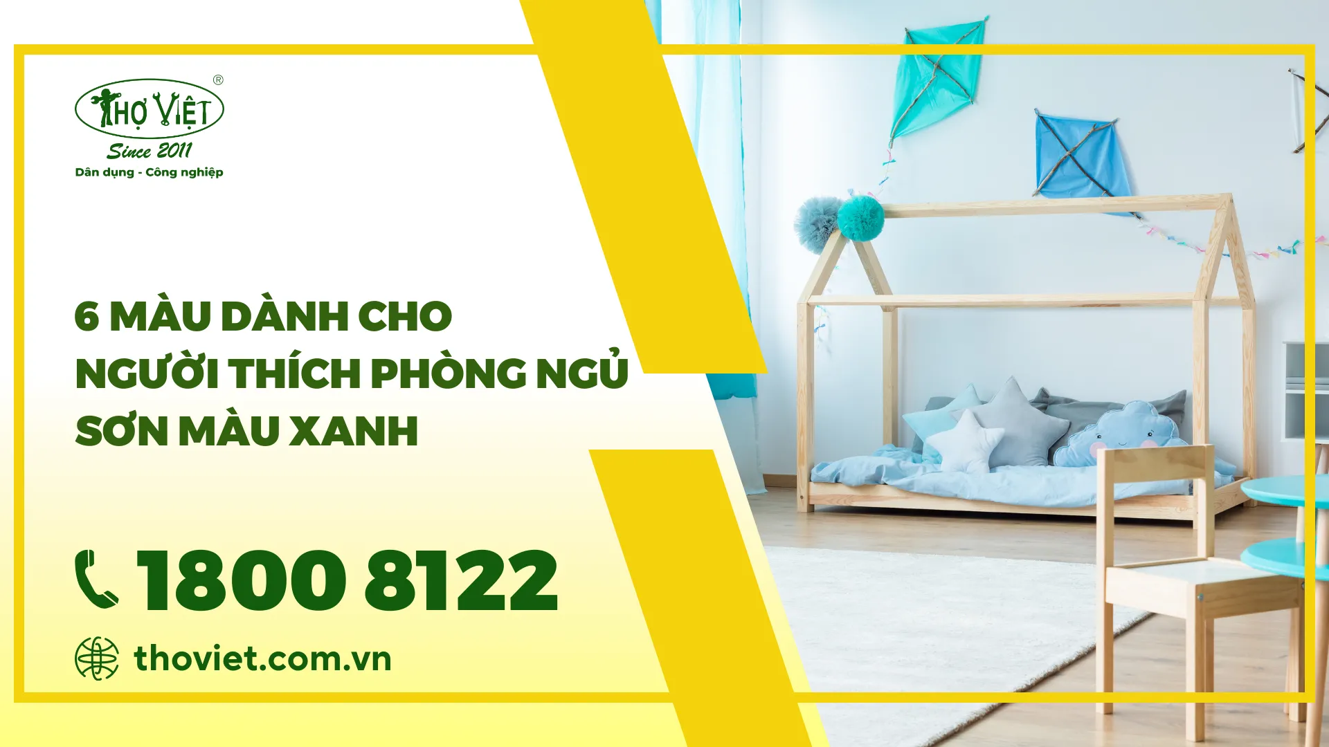 6 Màu dành cho người thích phòng ngủ sơn màu xanh