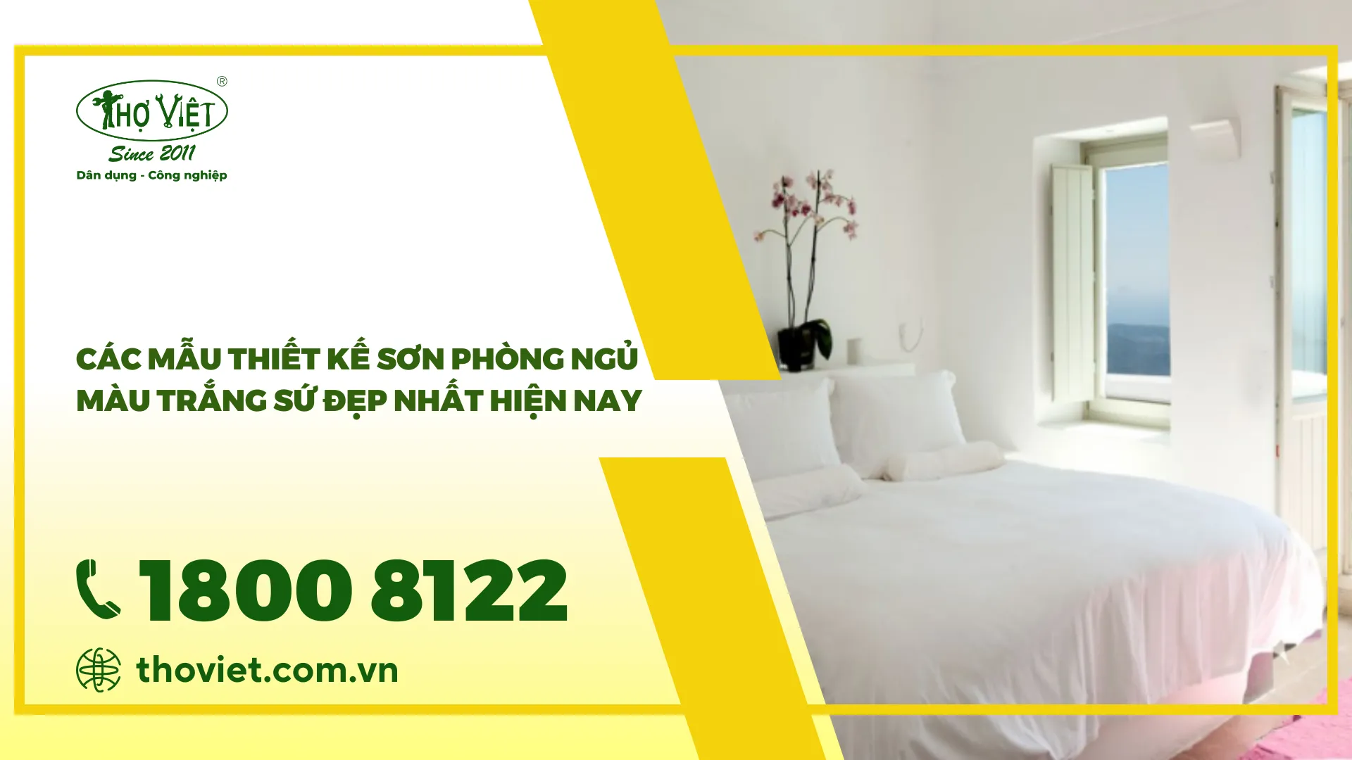 Các mẫu thiết kế sơn phòng ngủ màu trắng sứ đẹp nhất hiện nay