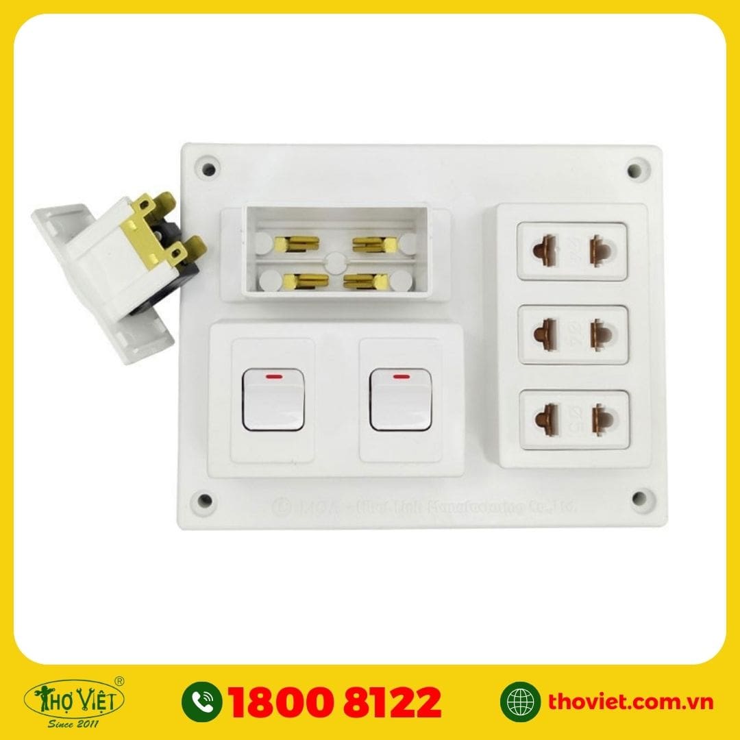 Đấu bảng điện 2 công tắc 3 ổ cắm