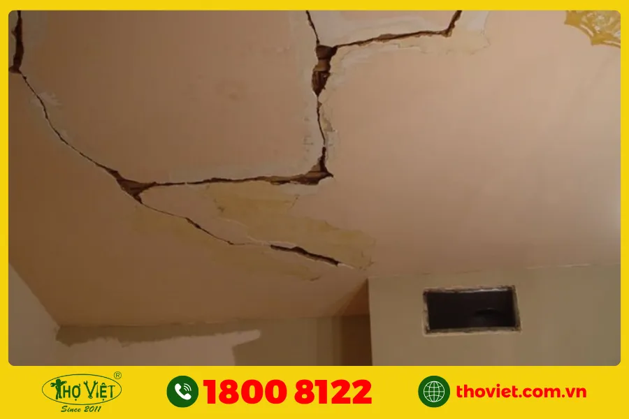 Vật liệu giữa tường và trần bị chênh