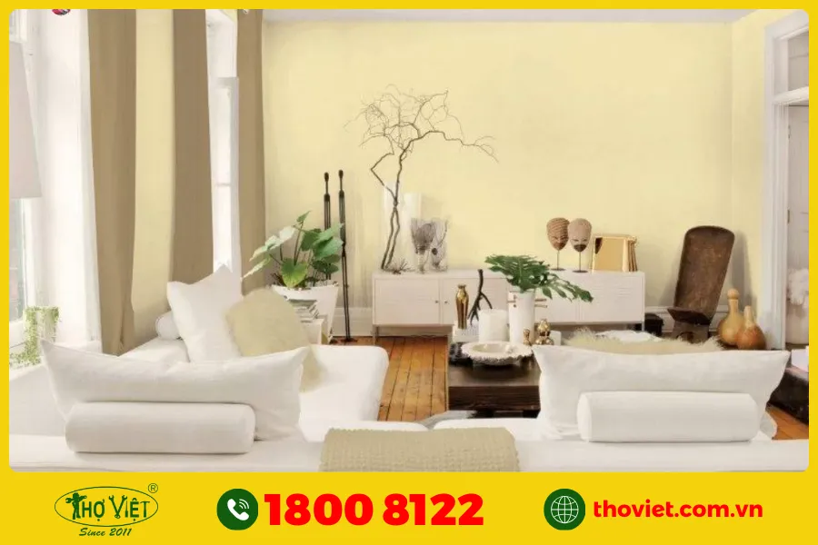 20+ Ý tưởng sơn phòng khách màu vàng kem