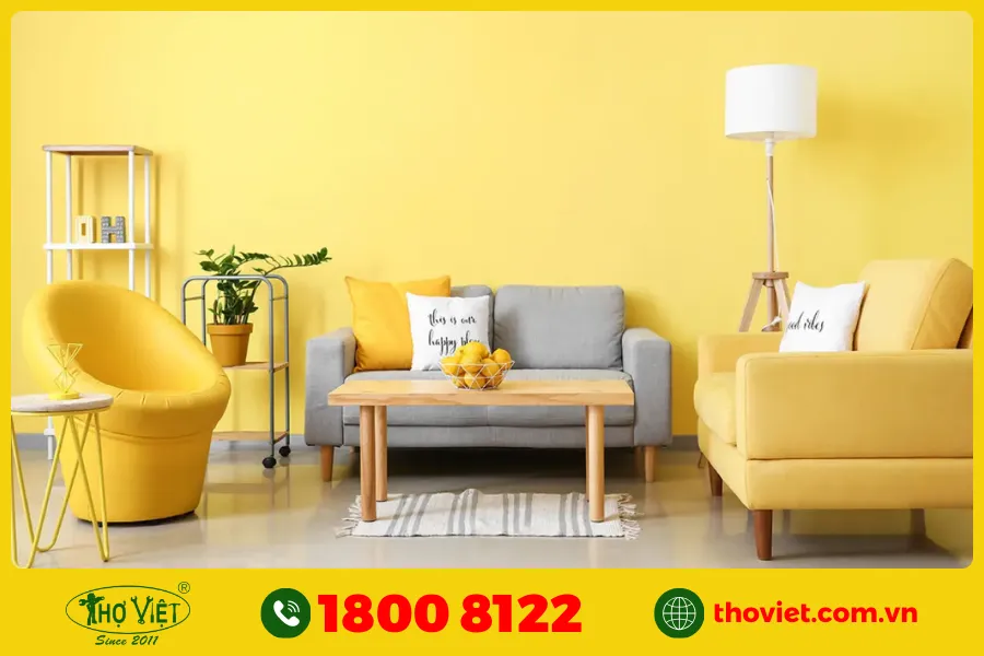 20+ Ý tưởng sơn phòng khách màu vàng kem