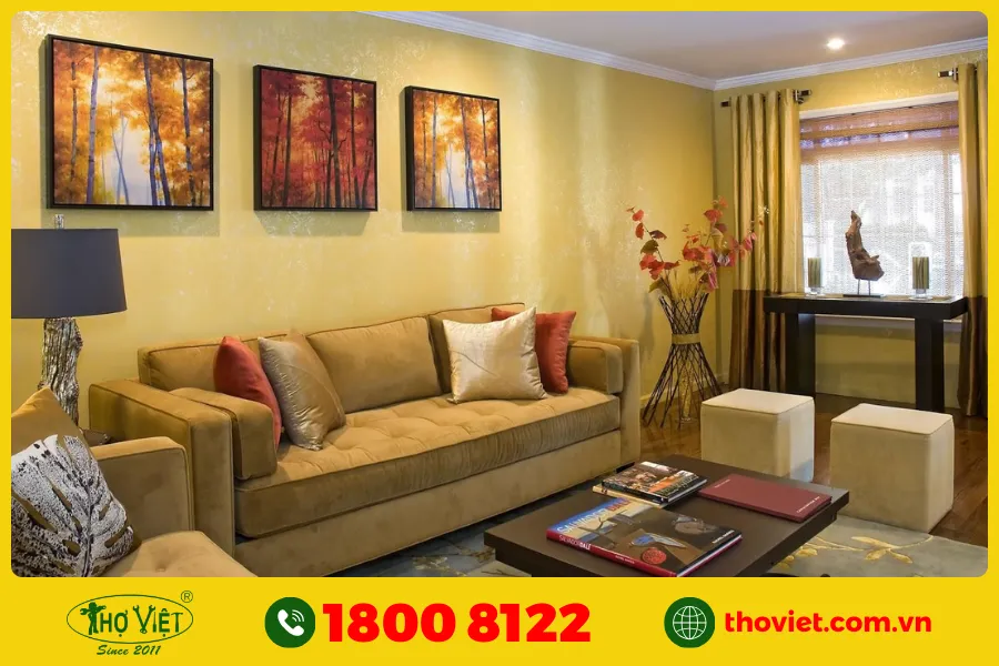 20+ Ý tưởng sơn phòng khách màu vàng kem