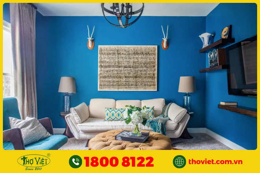 Ý nghĩa của màu xanh dương khi sơn cho phòng khách