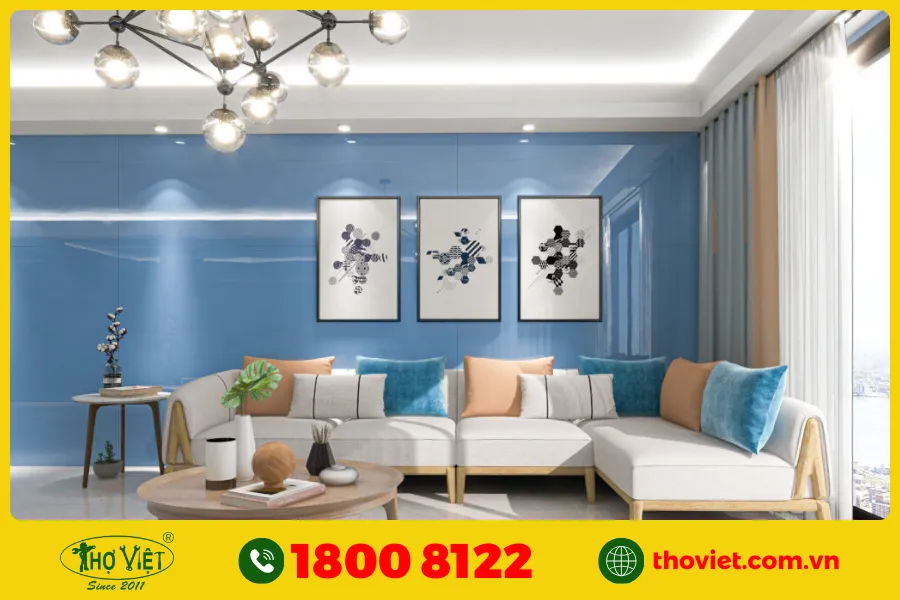 20+ Ý tưởng sơn phòng khách màu xanh