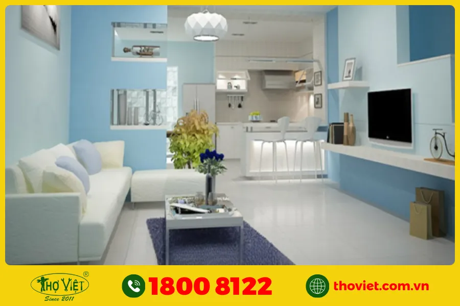 20+ Ý tưởng sơn phòng khách màu xanh