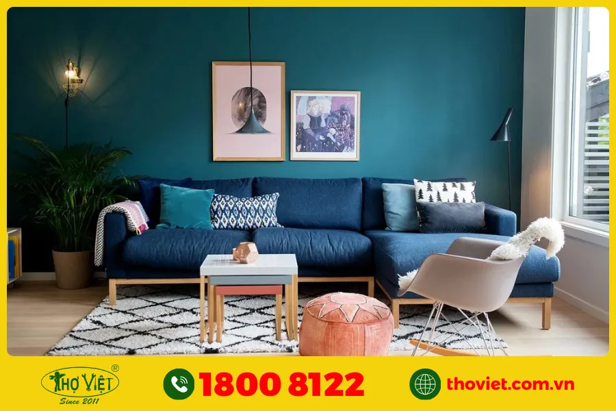 20+ Ý tưởng sơn phòng khách màu xanh