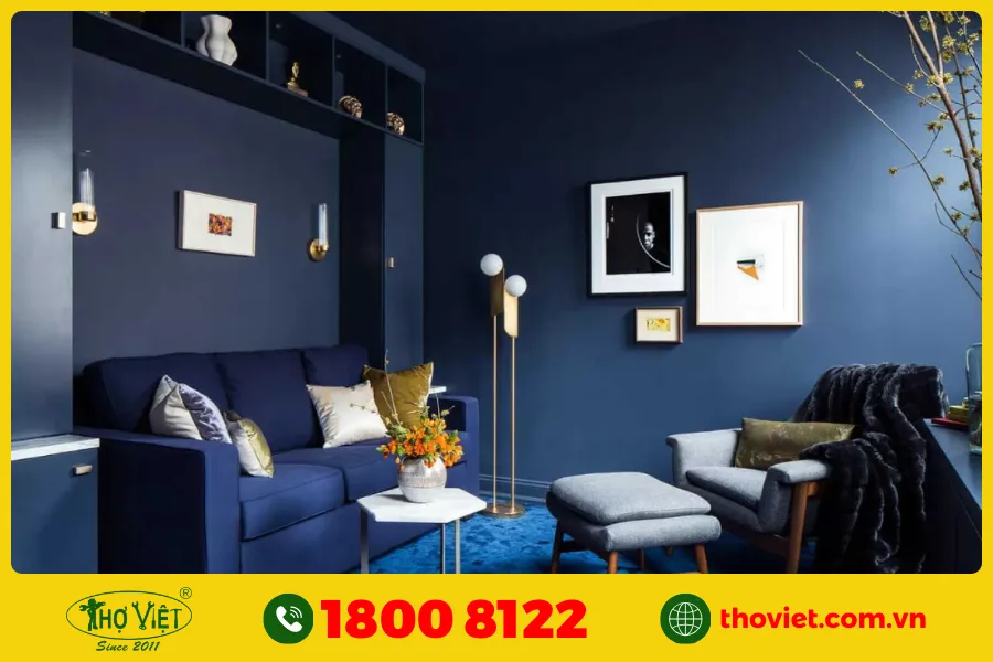 20+ Ý tưởng sơn phòng khách màu xanh