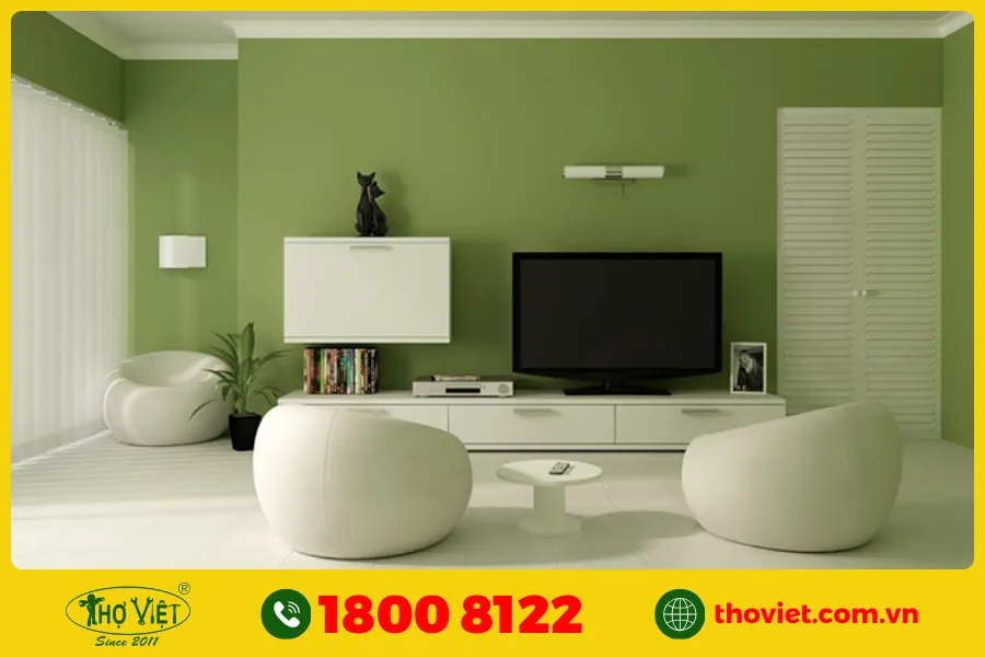 Ý nghĩa của màu xanh lá khi sơn cho phòng khách