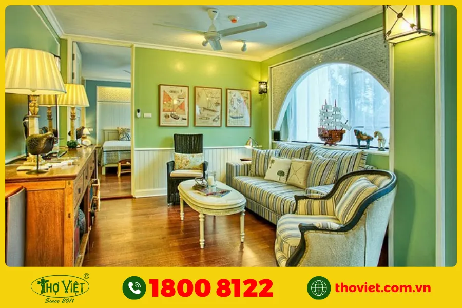 20+ Ý tưởng sơn phòng khách màu xanh lá cây