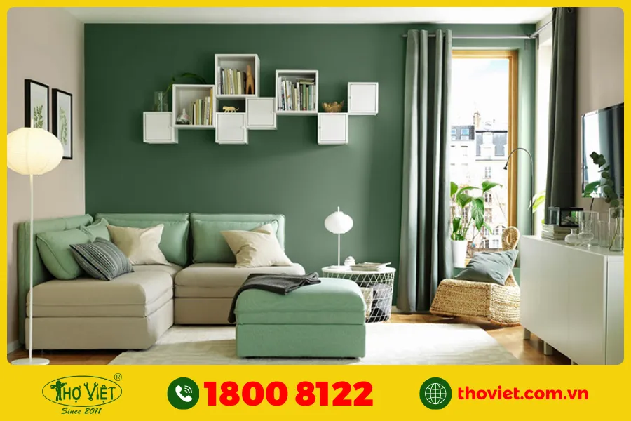 20+ Ý tưởng sơn phòng khách màu xanh lá cây