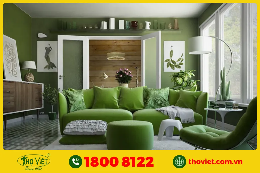 20+ Ý tưởng sơn phòng khách màu xanh lá cây