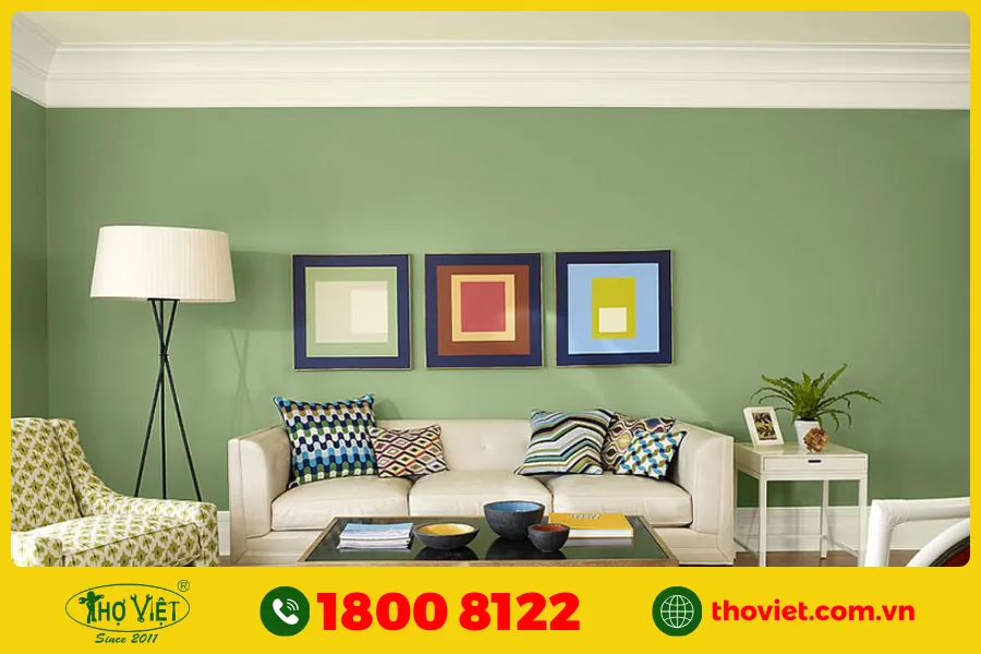 20+ Ý tưởng sơn phòng khách màu xanh lá cây