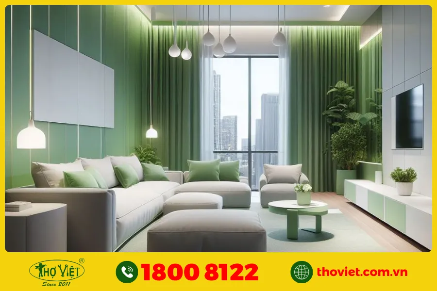 20+ Ý tưởng sơn phòng khách màu xanh lá cây