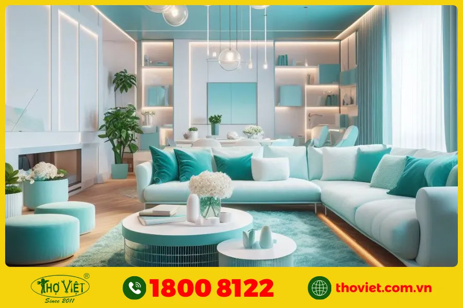 20+ Ý tưởng sơn phòng khách màu xanh ngọc