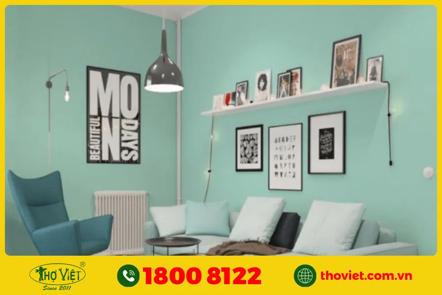 20+ Ý tưởng sơn phòng khách màu xanh ngọc