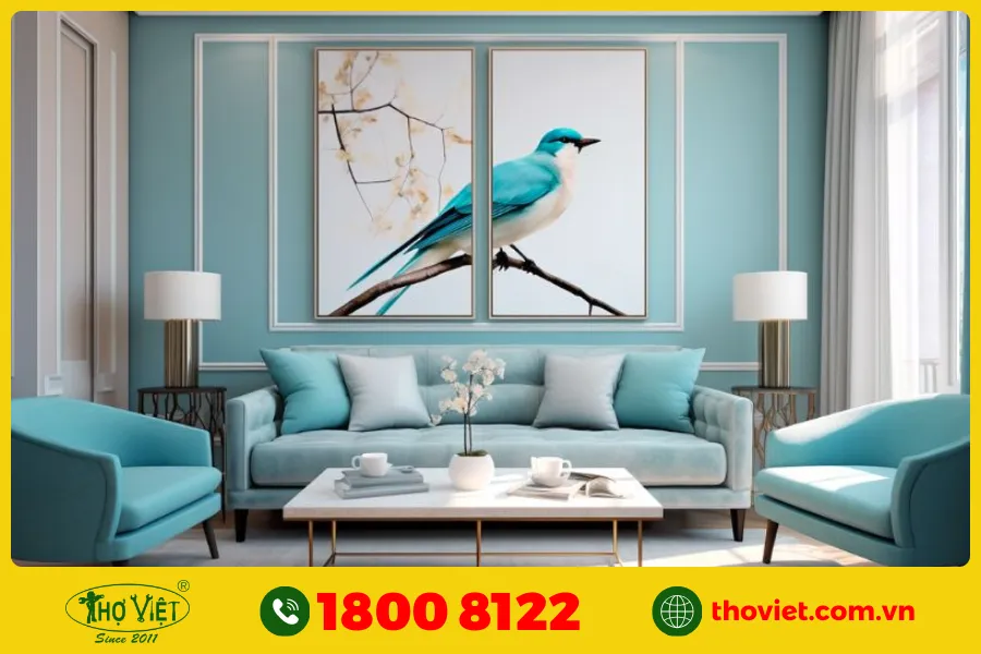 20+ Ý tưởng sơn phòng khách màu xanh ngọc