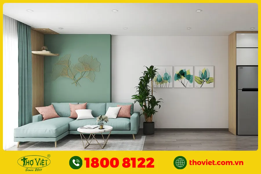 20+ Ý tưởng sơn phòng khách màu xanh ngọc