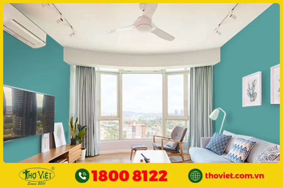 20+ Ý tưởng sơn phòng khách màu xanh ngọc
