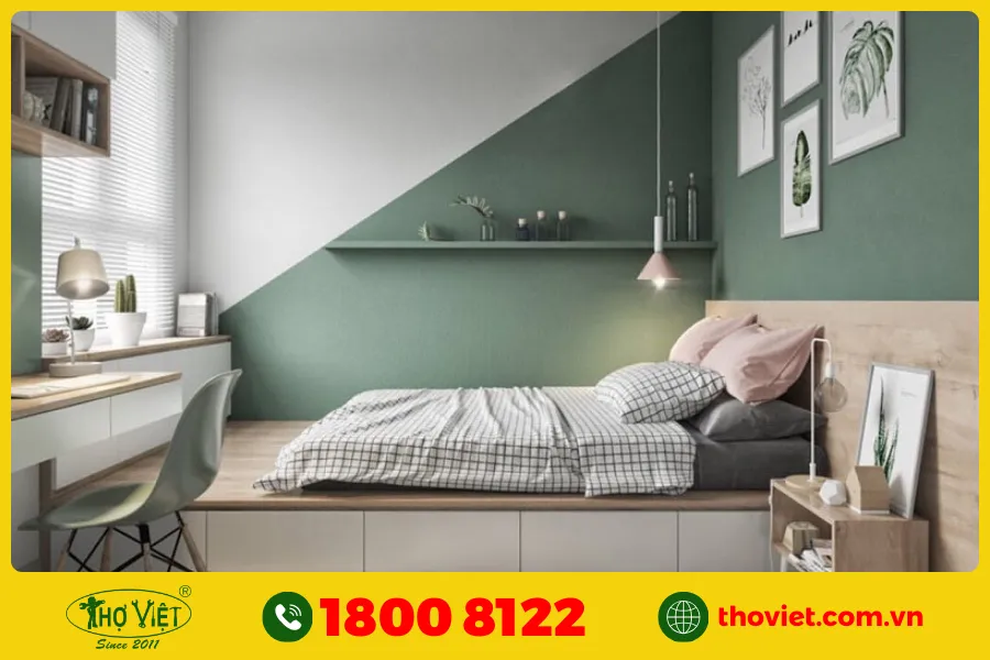Top những mẫu phòng ngủ sơn màu xanh lá đẹp nhất hiện nay