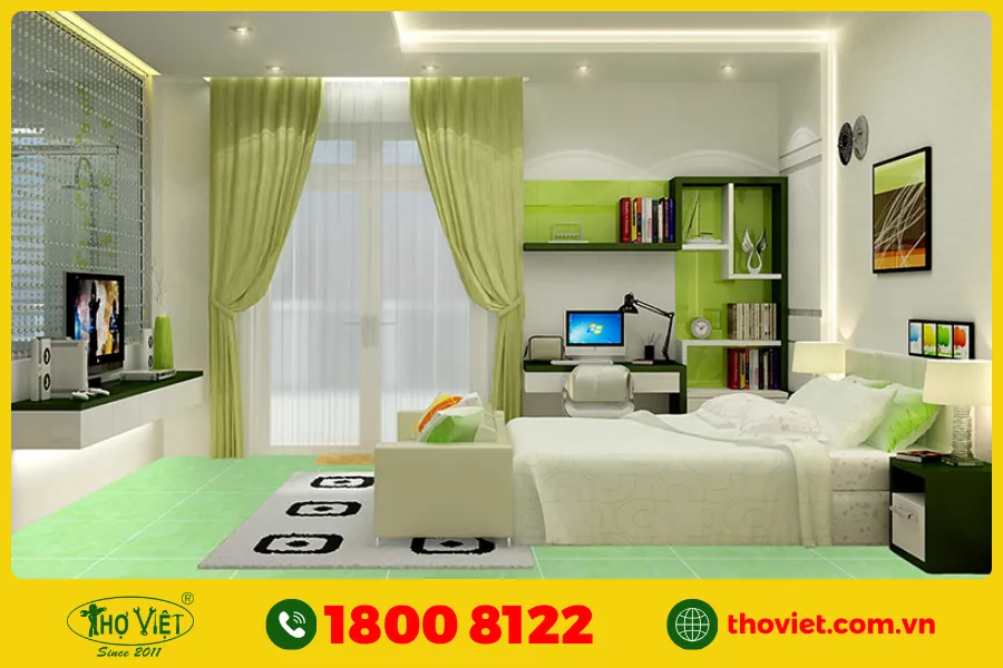 Top những mẫu phòng ngủ sơn màu xanh lá đẹp nhất hiện nay