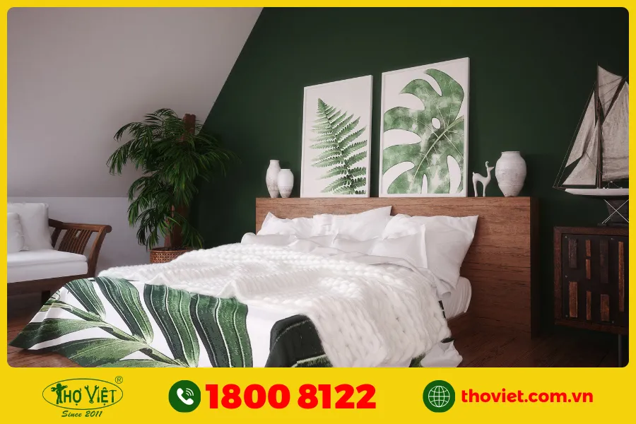 Top những mẫu phòng ngủ sơn màu xanh lá đẹp nhất hiện nay