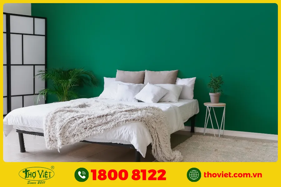 Top những mẫu phòng ngủ sơn màu xanh lá đẹp nhất hiện nay