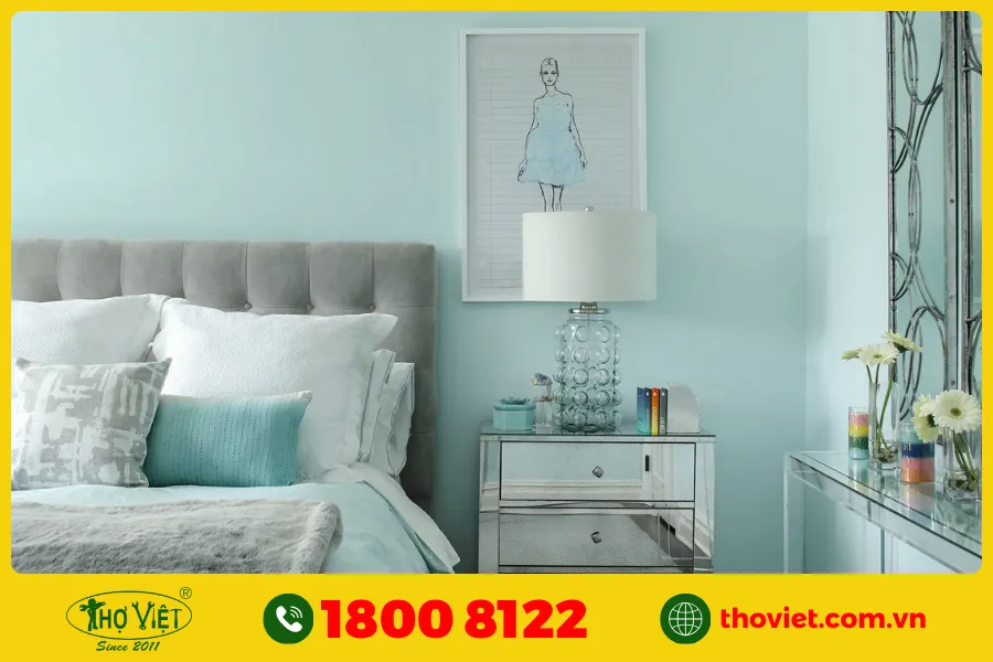 Sơn phòng ngủ màu xanh ngọc lam