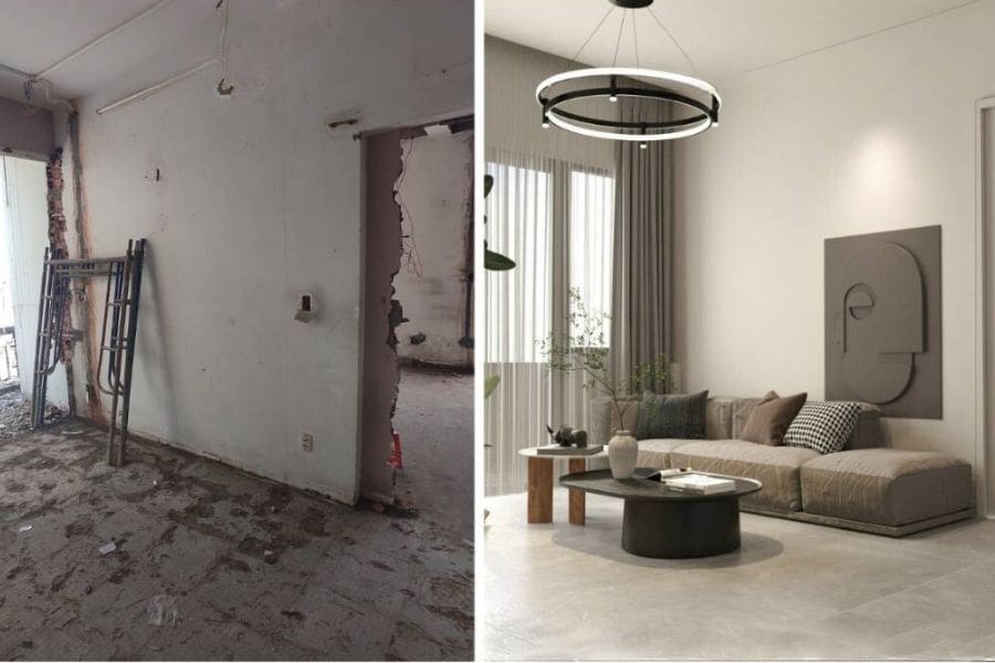 Thiết kế thi công phòng khách gian 2 nhà cũ quận 3