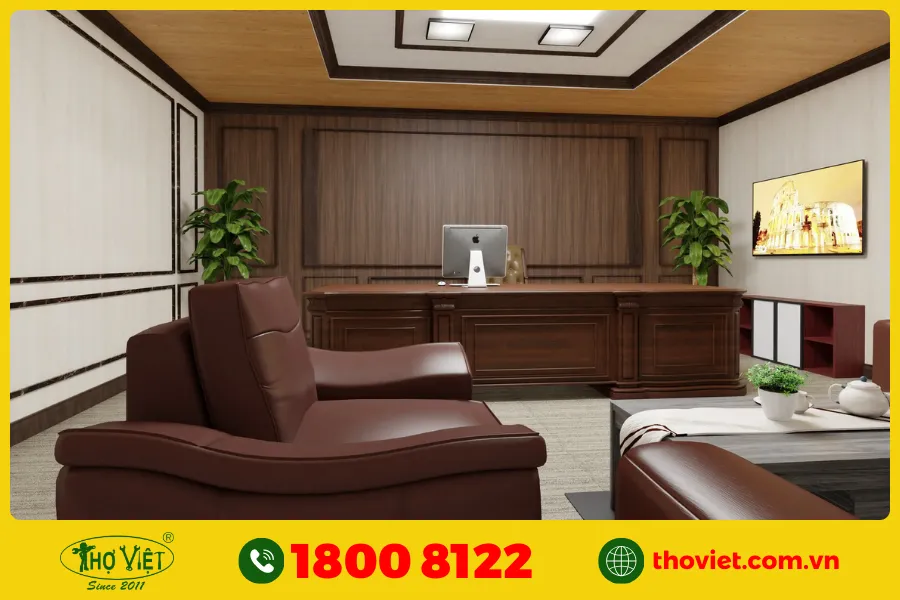 Mẫu trần thạch cao sơn giả gỗ đẹp 11