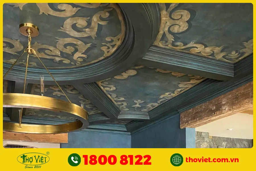Top 10 mẫu trần thạch cao nhũ vàng đẹp nhất hiện nay