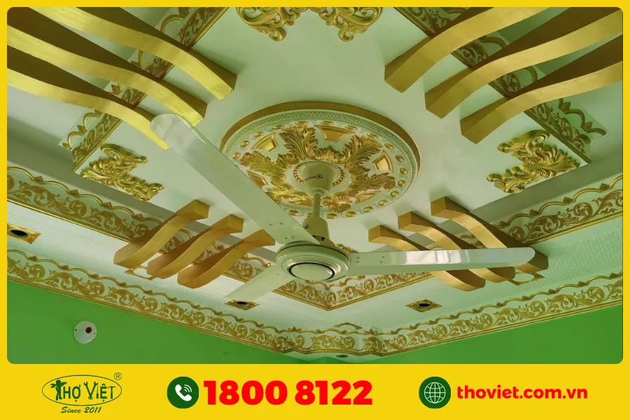 Top 10 mẫu trần thạch cao nhũ vàng đẹp nhất hiện nay