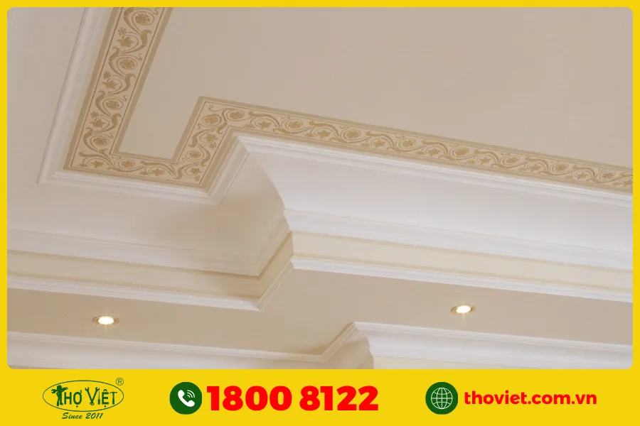 Top 10 mẫu trần thạch cao nhũ vàng đẹp nhất hiện nay