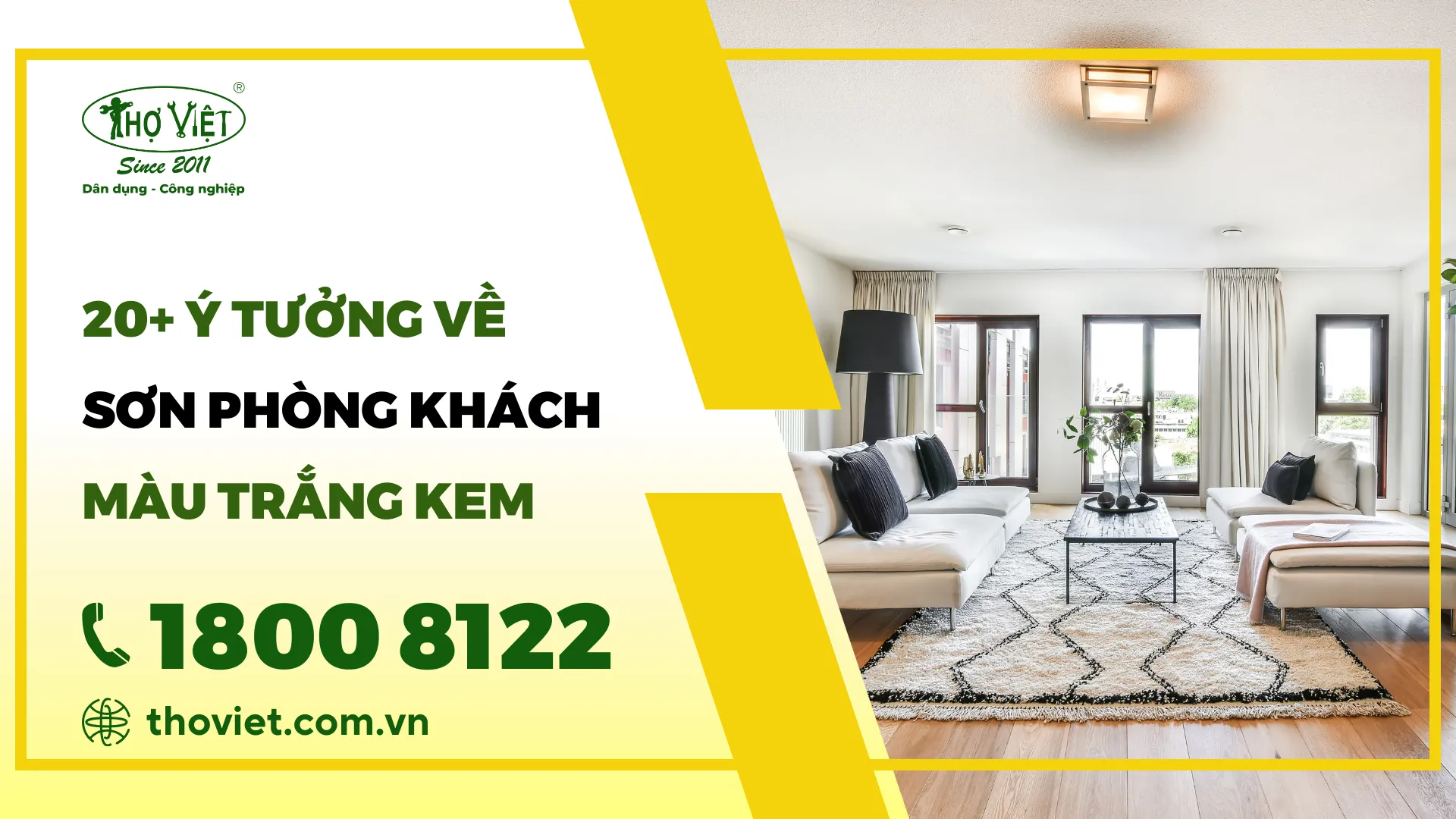 20+ Mẫu sơn phòng khách màu trắng kem đẹp nhất [nam]