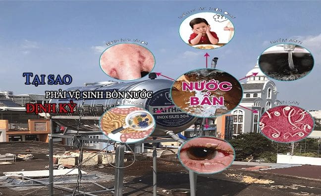 Bồn nước bị bẩn