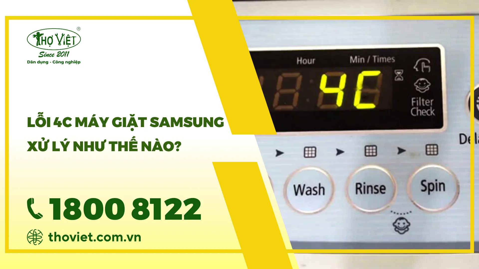 Lỗi 4C máy giặt Samsung: Nguyên nhân & cách khắc phục