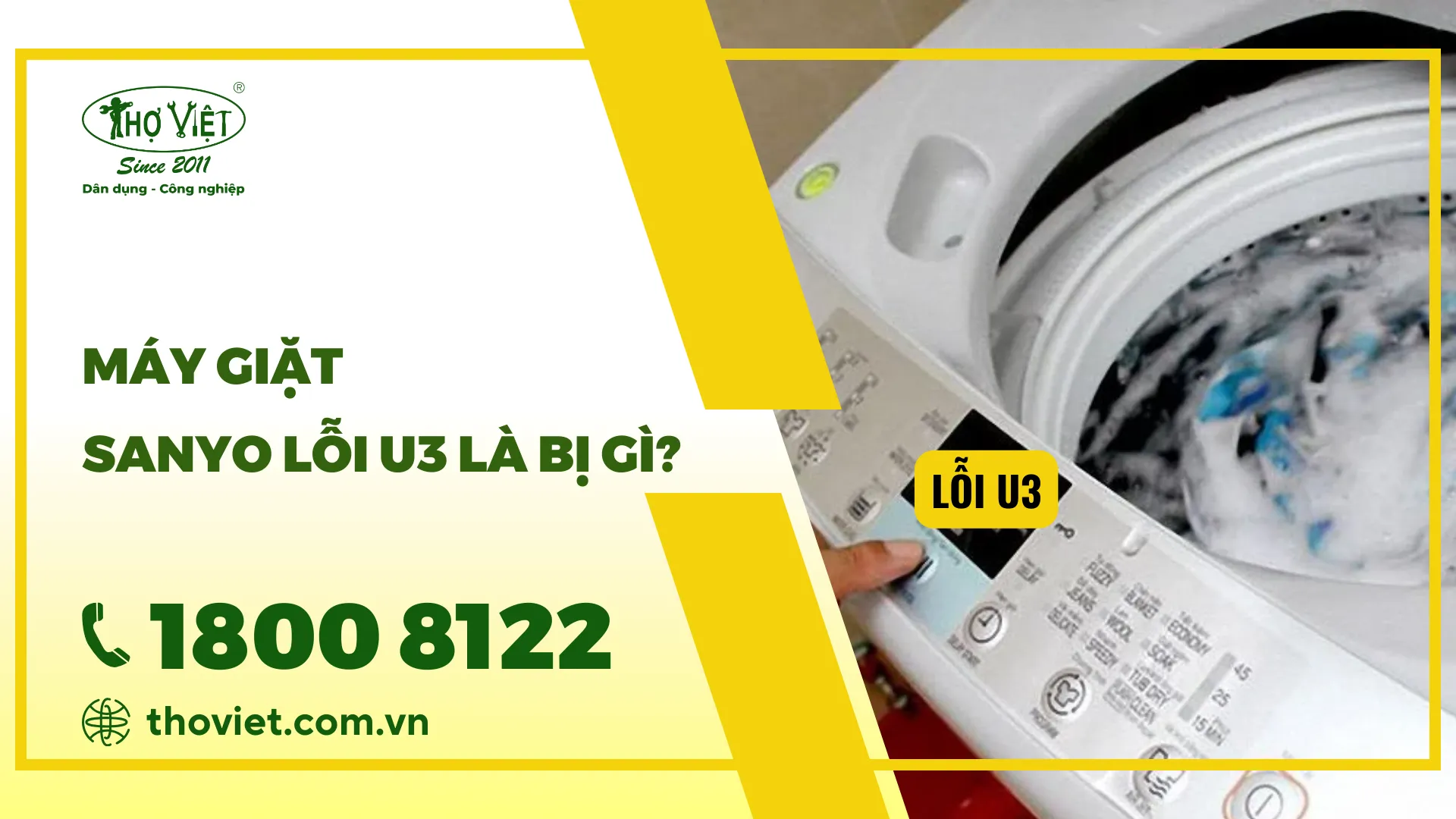 Lỗi U3 máy giặt Sanyo: Nguyên nhân & Cách khắc phục