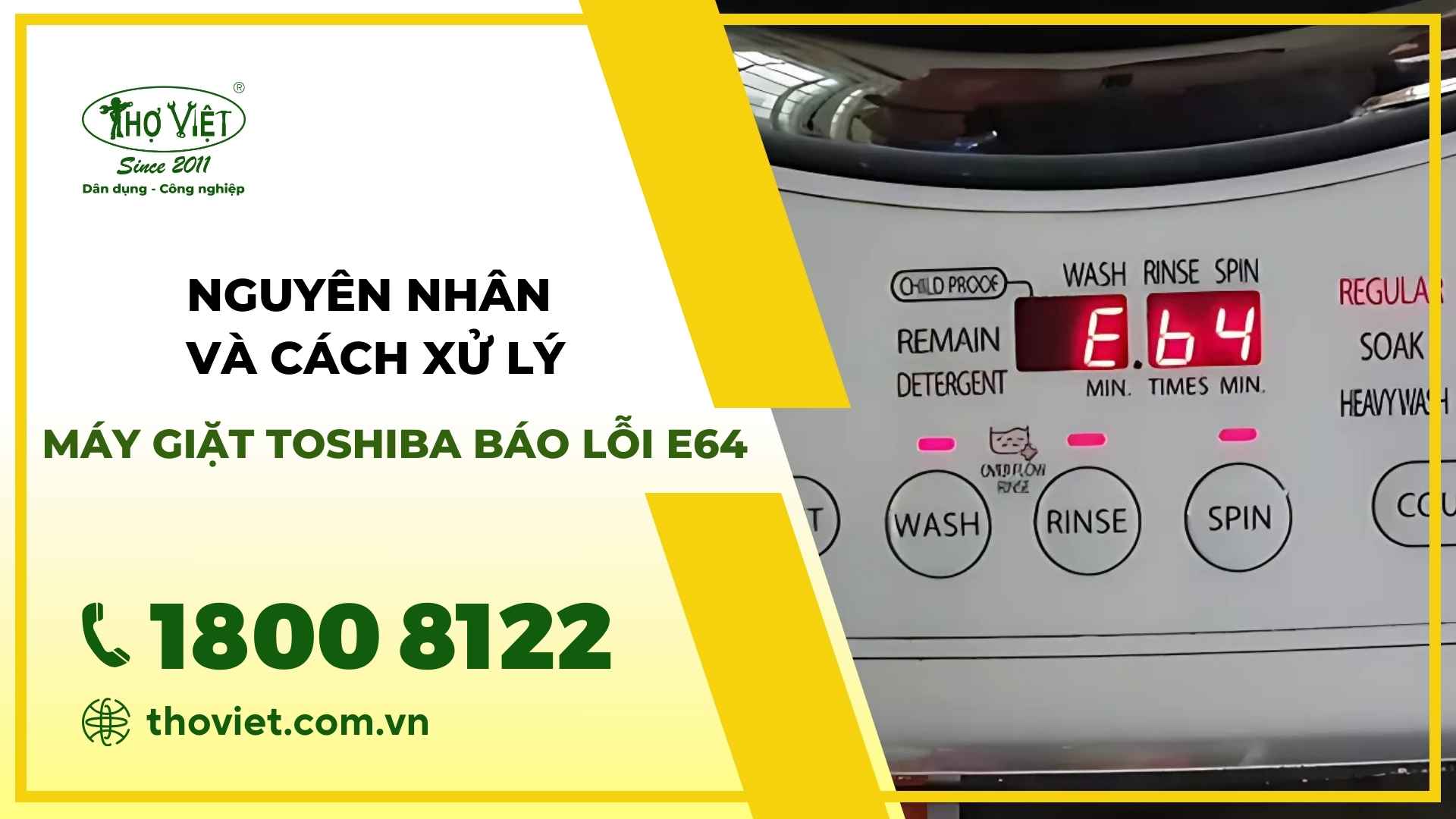 Máy giặt Toshiba báo lỗi E64