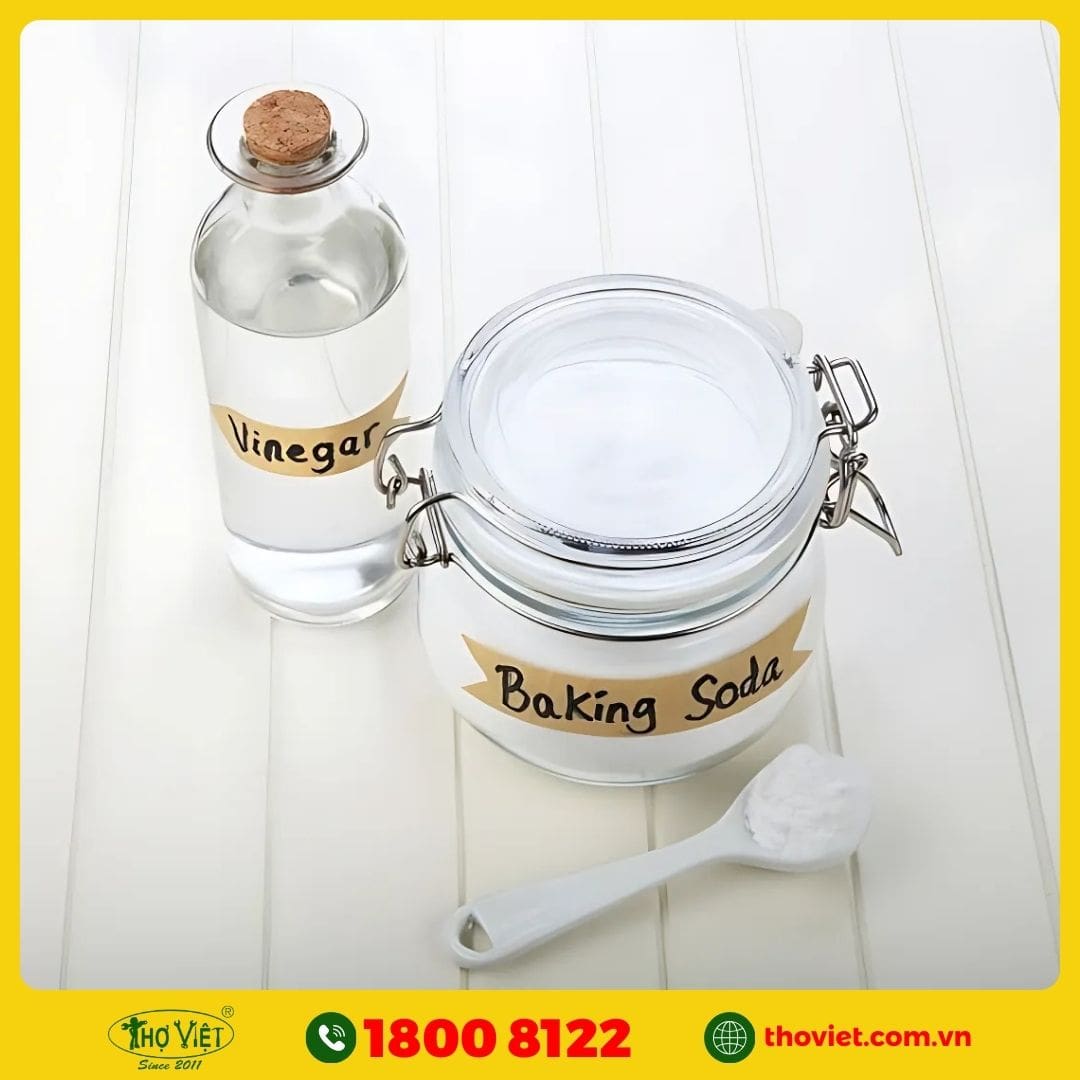 Cách thông cống nghẹt bằng baking soda và giấm 