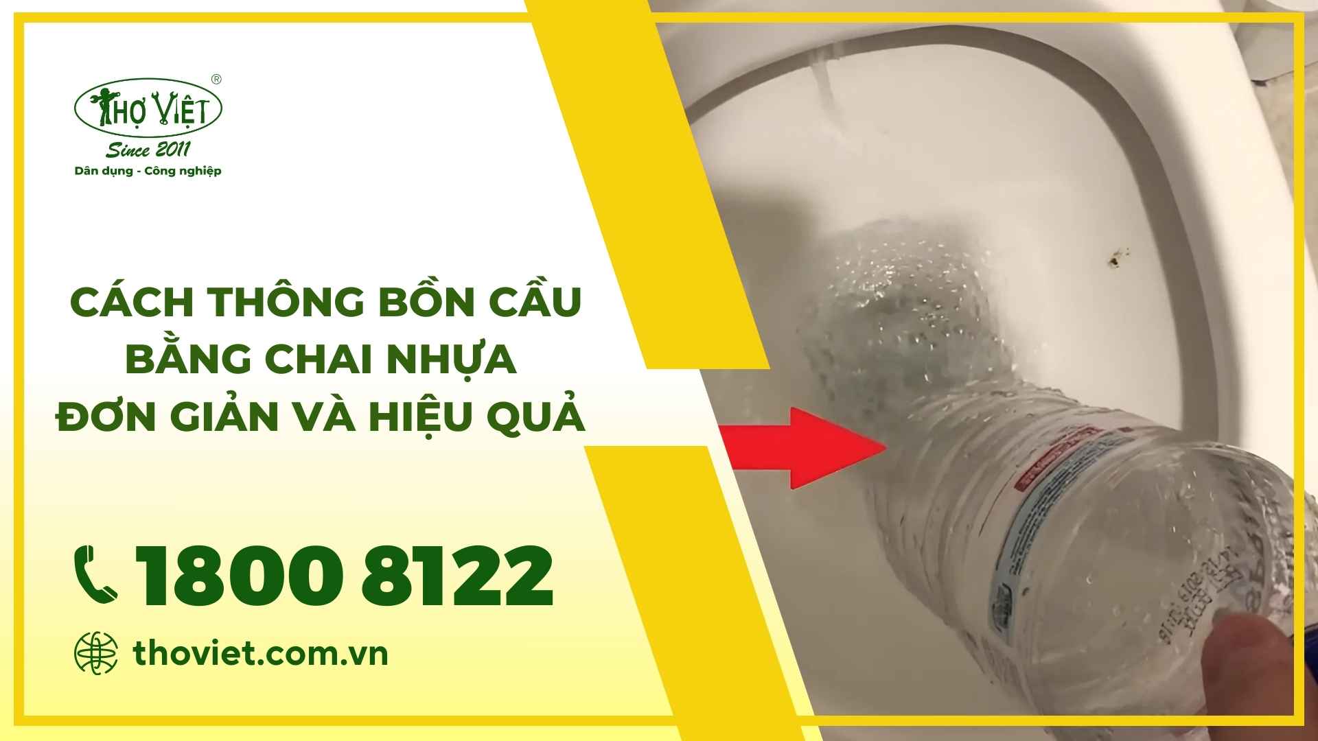 Thông bồn cầu bằng chai nhựa