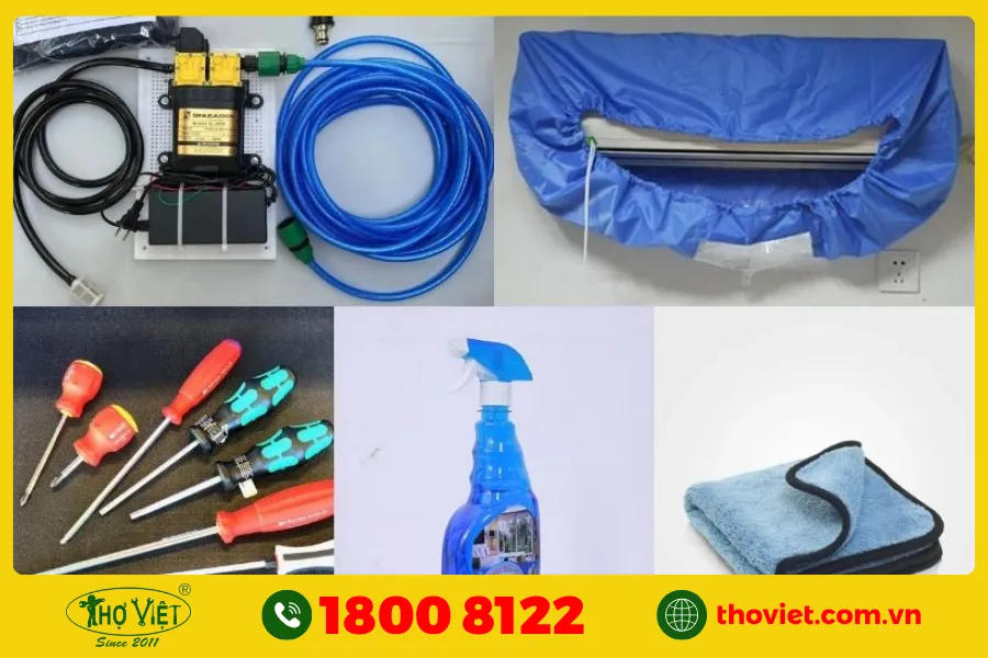 Dụng cụ chuẩn bị để tháo điều hòa Panasonic