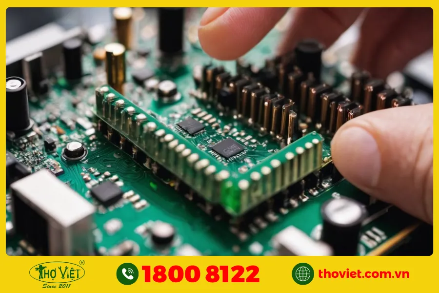 Module cảm biến điện trở ở trên board mạch của máy bị hỏng