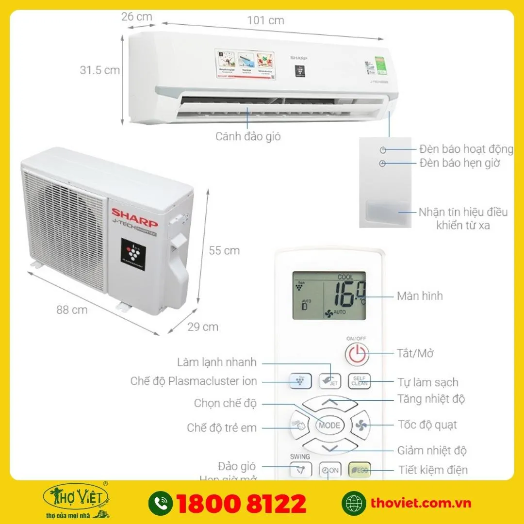 Máy lạnh Sharp iểu dáng đơn giản